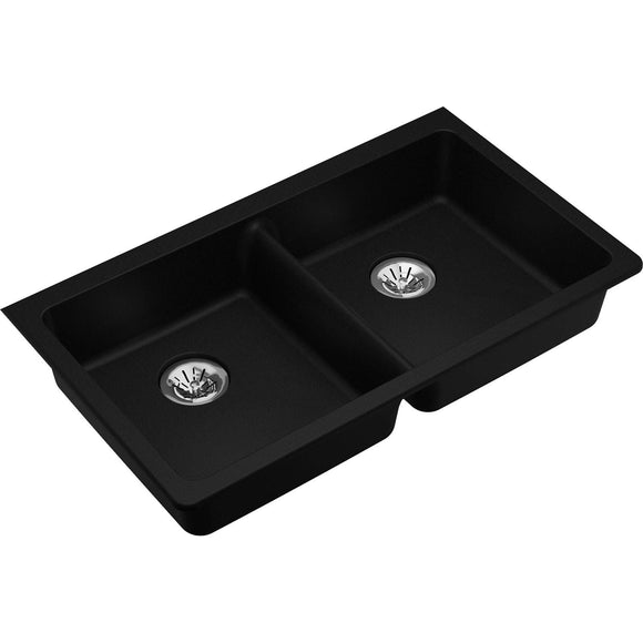 Elkay ELGUAD3319PDBK0 Quartz Classic Undermount ADA Sink with Perfect Drain, Black