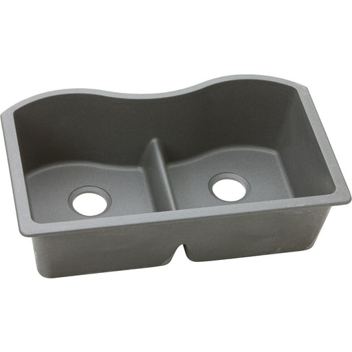 Elkay ELGULB3322GS0 Quartz Classic 33 x 20 x 9-1/2" 2-Bowl Undermount Kitchen Sink, Greystone