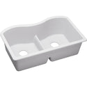 Elkay ELGULB3322WH0 Quartz Classic 33 x 20 x 9-1/2" 2-Bowl Undermount Kitchen Sink, Aqua Divide, White
