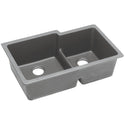 Elkay ELGULBO3322GS0 Quartz Classic 33 x 20-1/2 x 9-1/2" 2-Bowl Undermount Kitchen Sink, Greystone