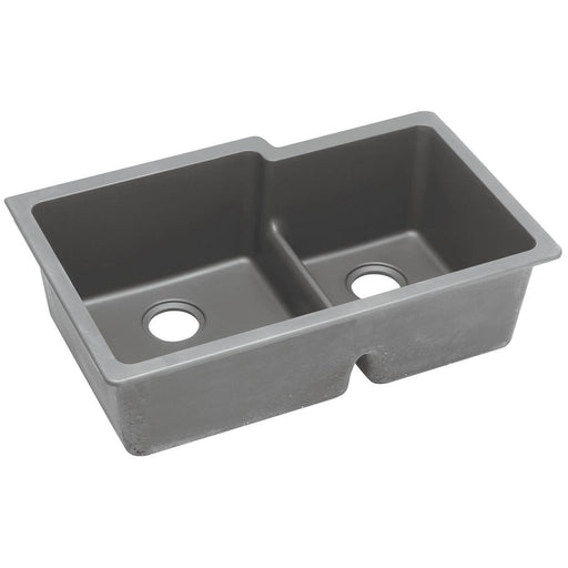 Elkay ELGULBO3322GS0 Quartz Classic 33 x 20-1/2 x 9-1/2" 2-Bowl Undermount Kitchen Sink, Greystone