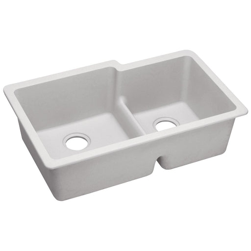 Elkay ELGULBO3322WH0 Quartz Classic 33 x 20-1/2 x 9-1/2" 2-Bowl Undermount Kitchen Sink, White
