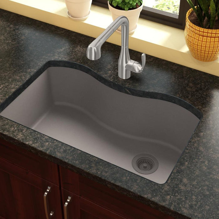 Elkay ELGUS3322RGR0 Quartz Classic 33" x 20" x 9-1/2", Single Bowl Undermount Kitchen Sink, Greige