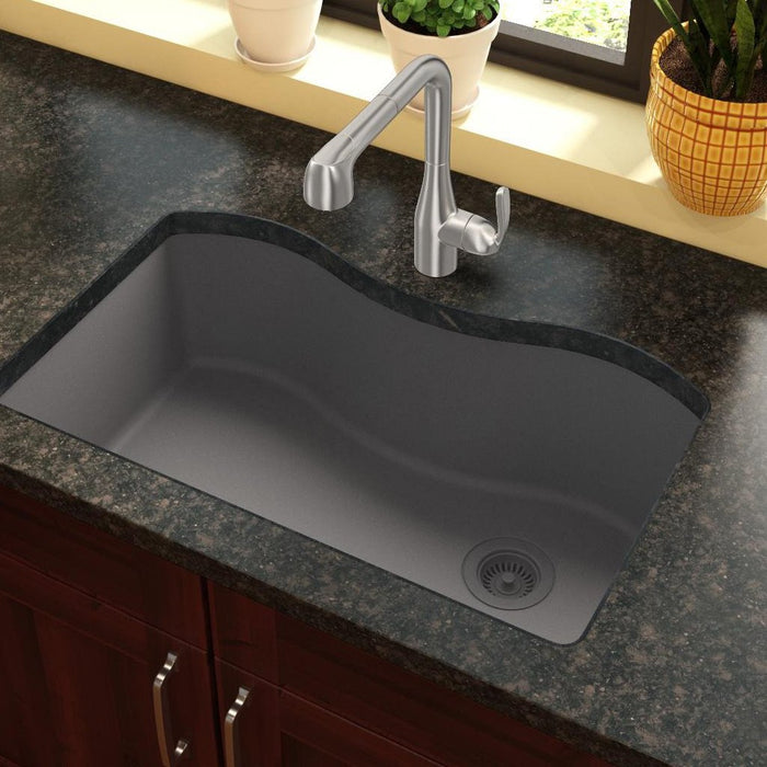 Elkay ELGUS3322RGS0 Quartz Classic 33" x 20" x 9-1/2", Single Bowl Undermount Kitchen Sink, Greystone