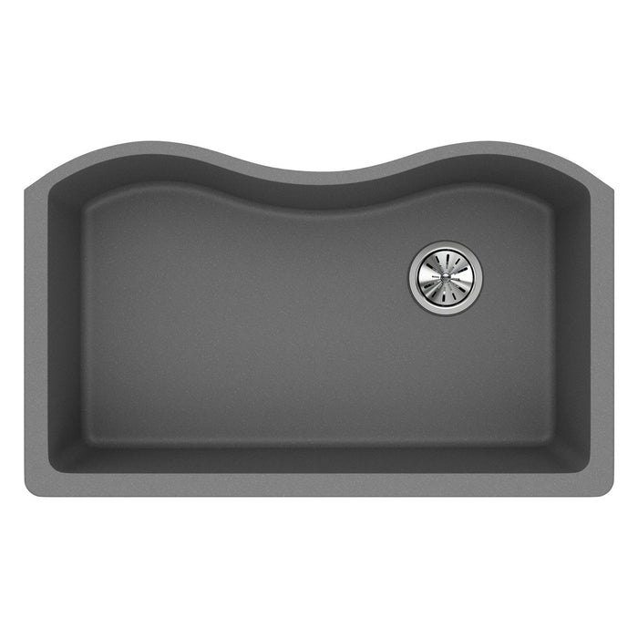 Elkay ELGUS3322RGS0 Quartz Classic 33" x 20" x 9-1/2", Single Bowl Undermount Kitchen Sink, Greystone
