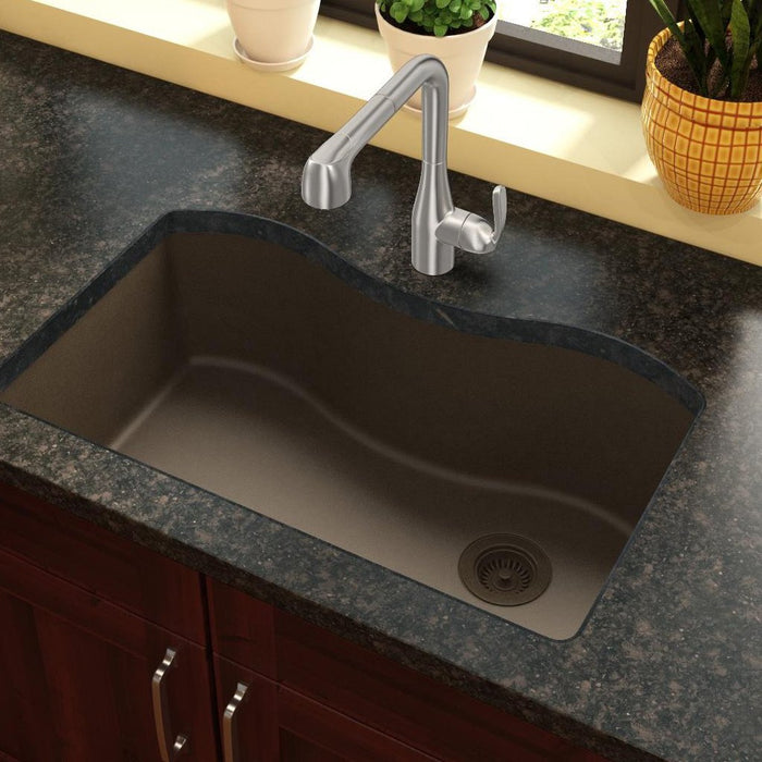 Elkay ELGUS3322RMC0 Quartz Classic 33" x 20" x 9-1/2", Single Bowl Undermount Kitchen Sink, Mocha