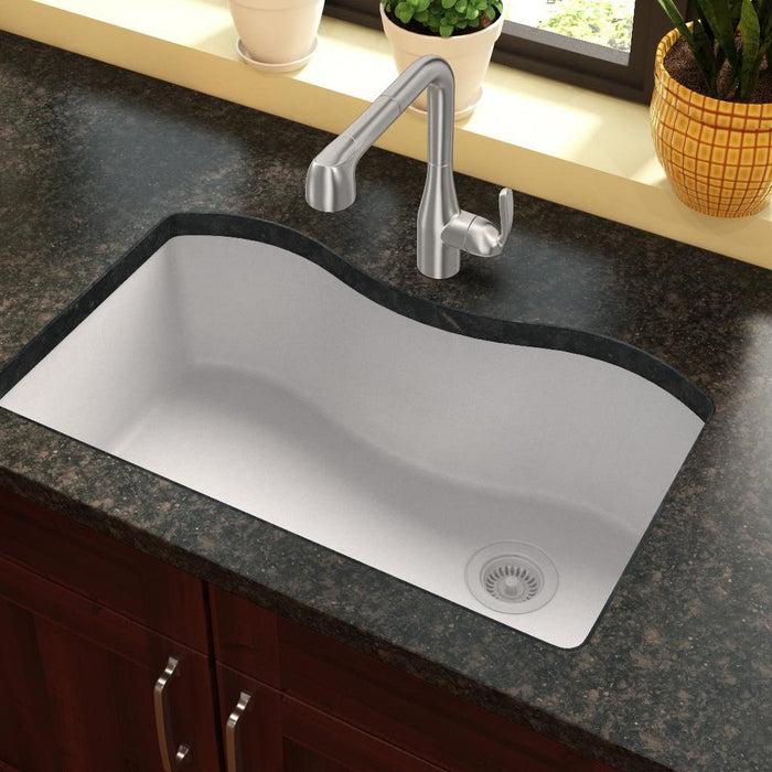 Elkay ELGUS3322RWH0 Quartz Classic 33" x 20" x 9-1/2", Single Bowl Undermount Kitchen Sink, White