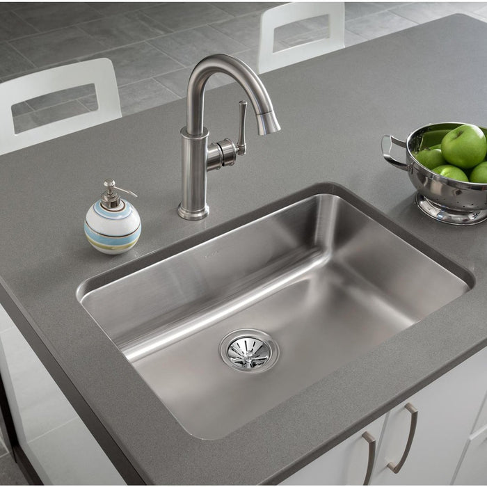 Elkay ELUH2416 Lustertone Stainless Steel 26-1/2" x 18-1/2" x 8", 1-Bowl Undermount Kitchen Sink