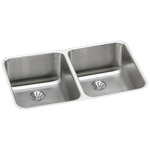 Elkay ELUH311810PD Lustertone 30-3/4 x 18-1/2 x 10" 2-Bowl Undermount Kitchen Sink, Perfect Drain