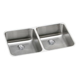 Elkay ELUHAD311855PD Lustertone 30-3/4 x 18-1/2 x 5-3/8" 2-Bowl Undermount Kitchen Sink, Perfect Drain