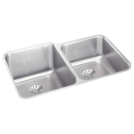 Elkay ELUH3120RPD Lustertone 31-1/4 x 20-1/2 x 9-7/8" 2-Bowl Undermount Kitchen Sink, Perfect Drain