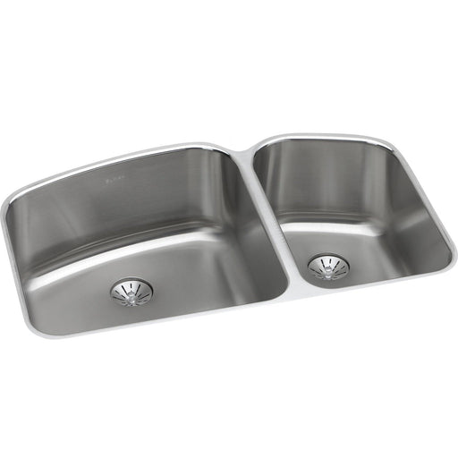 Elkay ELUH31229RPD Lustertone 32-3/4 x 21 x 9" 2-Bowl Undermount Kitchen Sink, Perfect Drain