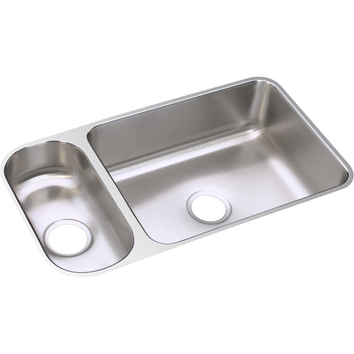 Elkay ELUH3219 Lustertone Stainless Steel 32-1/4 x 18-1/4 x 7-3/4" 30/70 2-Bowl Undermount Kitchen Sink