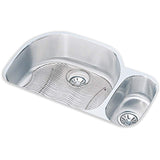 Elkay ELUH322110RDBG Lustertone Stainless Steel Offset 70/30 Double Bowl Undermount Sink Kit