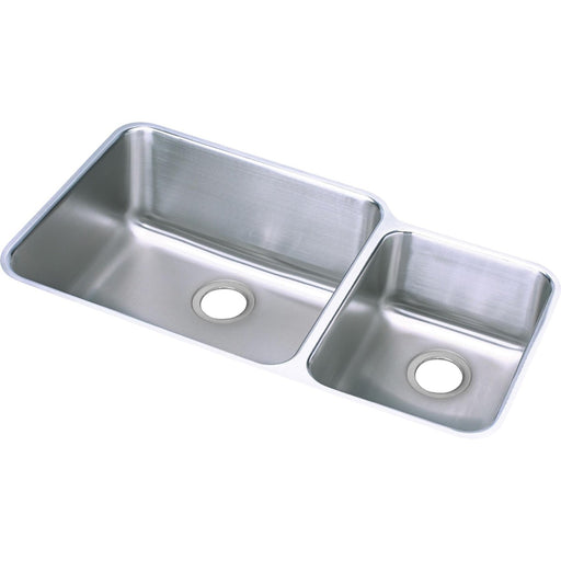 Elkay ELUH3520R Lustertone Stainless Steel 35-1/4 x 20-1/2 x 9-7/8" 60/40 2-Bowl Undermount Kitchen Sink