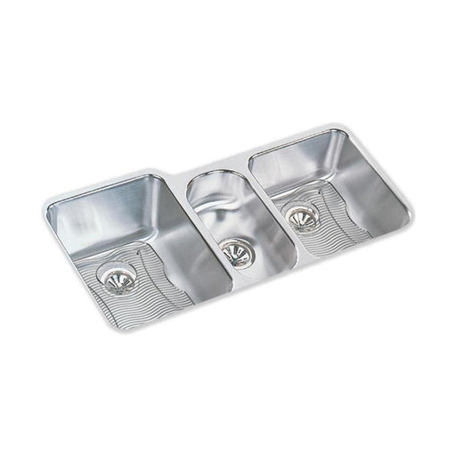 Elkay ELUH4020DBG Lustertone Stainless Steel 40 x 20-1/2 x 9-7/8" Triple Bowl Undermount Kitchen Sink Kit