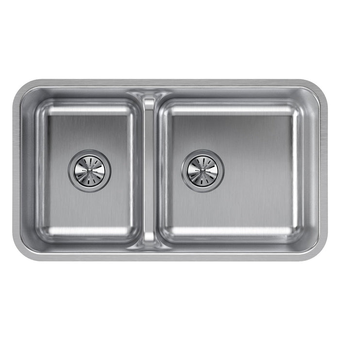 Elkay ELUHAQD32179 Lustertone 32-1/16 x 18-1/2 x 9" 2-Bowl Undermount Kitchen Sink, Aqua Divide