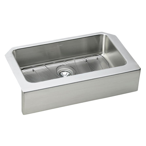 Elkay ELUHFS2816DBG Lustertone Stainless Steel 33" x 20-1/2" x 8", 1-Bowl Farmhouse Kitchen Sink Kit