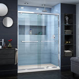 DreamLine DL-7005R-22-01 Encore 32"D x 60"W x 78 3/4"H Bypass Shower Door in Chrome and Right Drain Biscuit Base Kit
