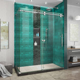 DreamLine SHEN-6134602-08 Enigma-XO 34 1/2"D x 56 3/8-60 3/8"W x 76"H Frameless Shower Enclosure in Polished Stainless Steel
