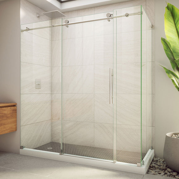 DreamLine SE6172F340VDX07 Enigma-X Clear Sliding Shower Enclosure in Brushed Stainless Steel