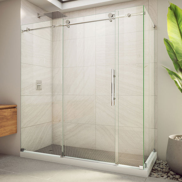 DreamLine SE6172F340VDX08 Enigma-X Clear Sliding Shower Enclosure in Polished Stainless Steel