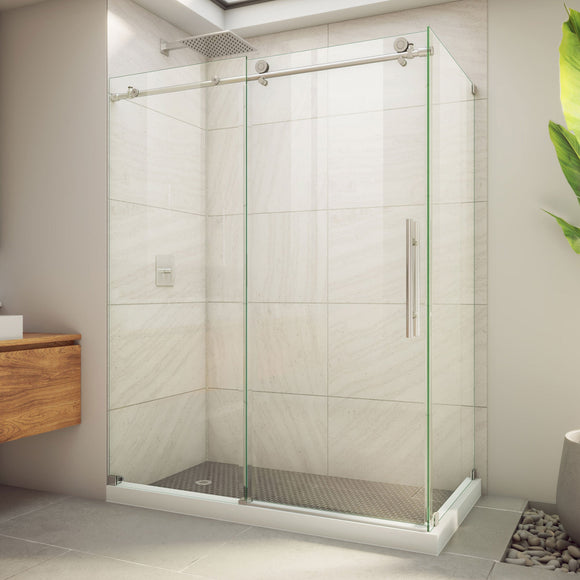 DreamLine SE6160F320VDX07 Enigma-X Clear Sliding Shower Enclosure in Brushed Stainless Steel
