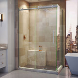 DreamLine SHEN-6434480-07 Enigma Air 34 3/4"D x 48 3/8"W x 76"H Frameless Sliding Shower Enclosure in Brushed Stainless Steel