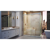 DreamLine SHEN-6434600-07 Enigma Air 34 3/4"D x 60 3/8"W x 76"H Frameless Sliding Shower Enclosure in Brushed Stainless Steel