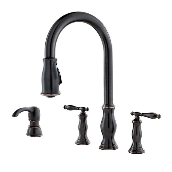 Pfister F-531-4HNY Hanover Kitchen Faucet with Soap Dispenser in Tuscan Bronze