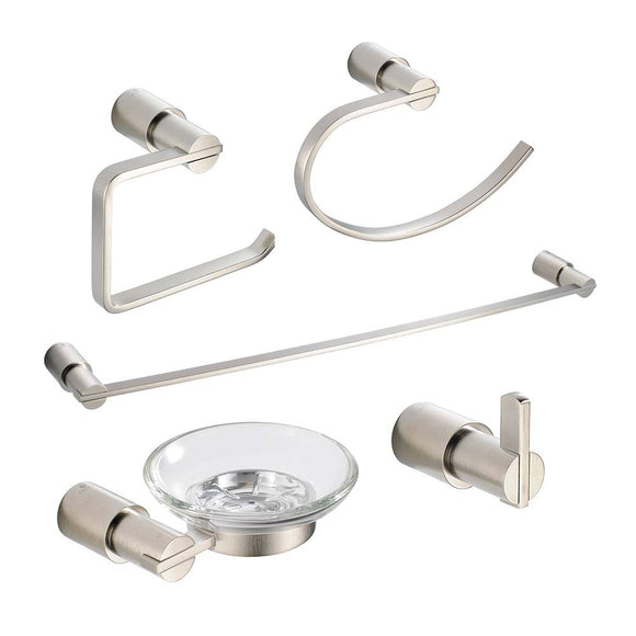 Fresca FAC0100BN Magnifico 5-Piece Bathroom Accessory Set - Brushed Nickel - Brushed Nickel, Ground Shipping