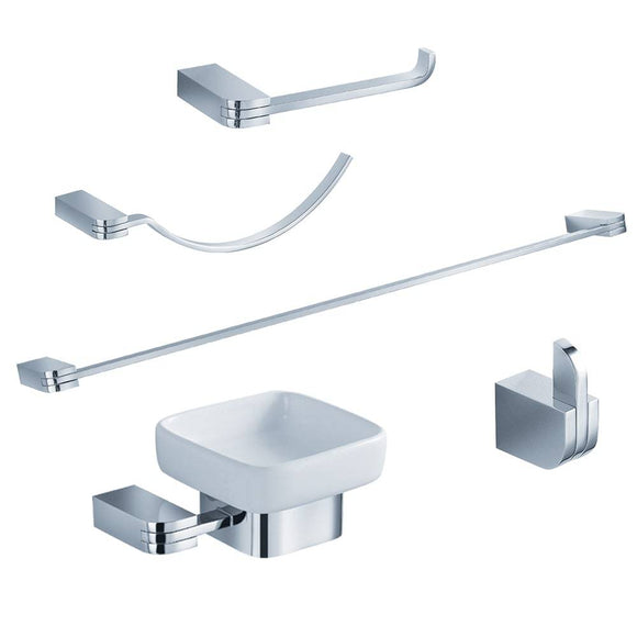 Fresca FAC1300 Solido 5-Piece Bathroom Accessory Set - Chrome - Chrome, Ground Shipping