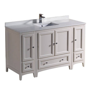 Fresca FCB20-123012AW-CWH-U Oxford 54" Antique White Traditional Bathroom Cabinets with Top & Sink