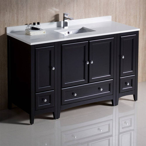Fresca FCB20-123012ES-CWH-U Oxford 54" Espresso Traditional Bathroom Cabinets with Top & Sink