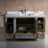 Fresca FCB20-123012GR-CWH-U Oxford 54" Gray Traditional Bathroom Cabinets with Top & Sink