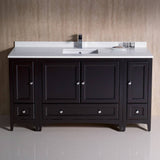 Fresca FCB20-123612ES-CWH-U Oxford 60" Espresso Traditional Bathroom Cabinets with Top & Sink