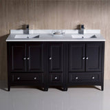 Fresca FCB20-241224ES-CWH-U Oxford 60" Espresso Traditional Double Sink Bathroom Cabinets with Top & Sinks