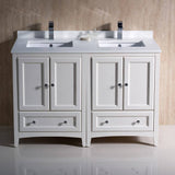Fresca FCB20-2424AW-CWH-U Oxford 48" Antique White Traditional Double Sink Bathroom Cabinets with Top & Sinks