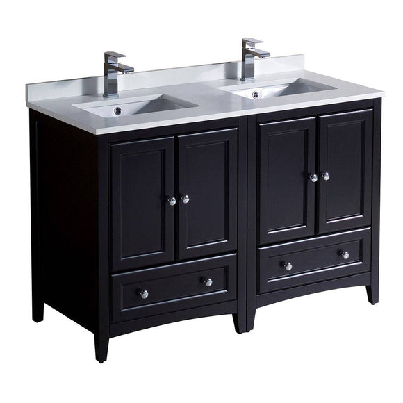 Fresca FCB20-2424ES-CWH-U Oxford 48" Espresso Traditional Double Sink Bathroom Cabinets with Top & Sinks