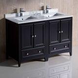 Fresca FCB20-2424ES-CWH-U Oxford 48" Espresso Traditional Double Sink Bathroom Cabinets with Top & Sinks