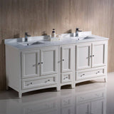 Fresca FCB20-301230AW-CWH-U Oxford 72" Antique White Traditional Double Sink Bathroom Cabinets with Top & Sinks