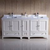 Fresca FCB20-301230AW-CWH-U Oxford 72" Antique White Traditional Double Sink Bathroom Cabinets with Top & Sinks