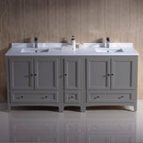 Fresca FCB20-301230GR-CWH-U Oxford 72" Gray Traditional Double Sink Bathroom Cabinets with Top & Sinks