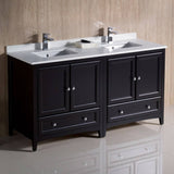 Fresca FCB20-3030ES-CWH-U Oxford 60" Espresso Traditional Double Sink Bathroom Cabinets with Top & Sinks