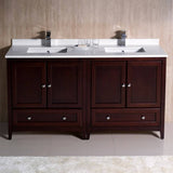 Fresca FCB20-3030MH-CWH-U Oxford 60" Mahogany Traditional Double Sink Bathroom Cabinets with Top & Sinks