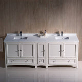 Fresca FCB20-361236AW-CWH-U Oxford 84" Antique White Traditional Double Sink Bathroom Cabinets with Top & Sinks