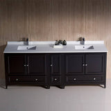 Fresca FCB20-361236ES-CWH-U Oxford 84" Espresso Traditional Double Sink Bathroom Cabinets with Top & Sinks
