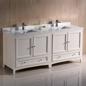 Fresca FCB20-3636AW-CWH-U Oxford 72" Antique White Traditional Double Sink Bathroom Cabinets with Top & Sinks