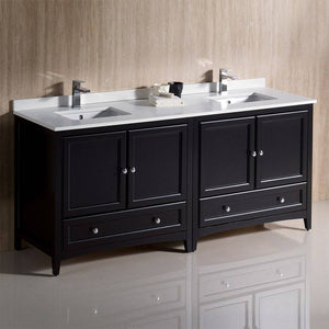 Fresca FCB20-3636ES-CWH-U Oxford 72" Espresso Traditional Double Sink Bathroom Cabinets with Top & Sinks