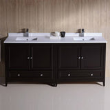 Fresca FCB20-3636ES-CWH-U Oxford 72" Espresso Traditional Double Sink Bathroom Cabinets with Top & Sinks